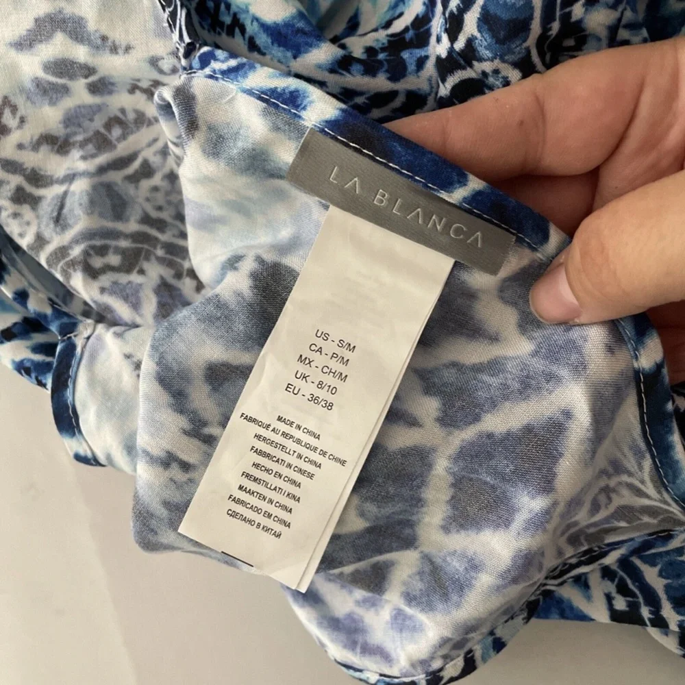 NEW La Blanca‎ [ S/M ] Oasis Ikat Asymmetrical Cover up Dress in Blue - Picture 11 of 12